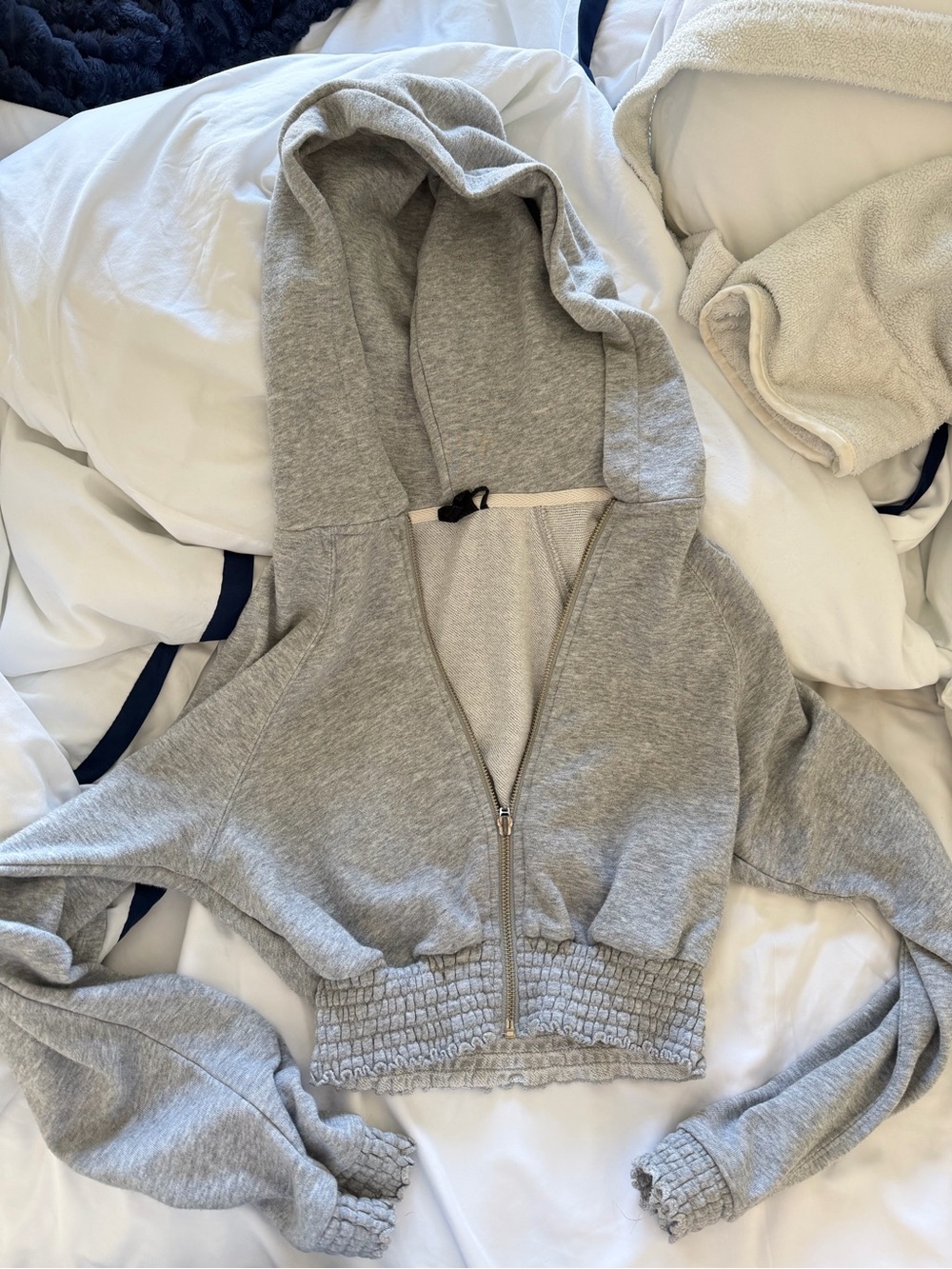 Urban Outfitters Grey Cropped Zip Up Hoodie